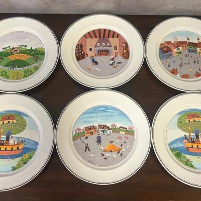 Villeroy & Boch 10 1/2”D Decorative Porcelain 6-Plate Set