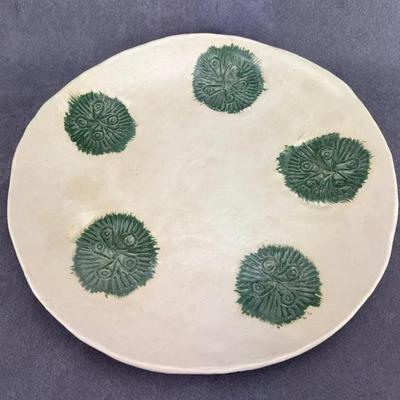 Signed Artisan Round Glazed Ceramic Platter