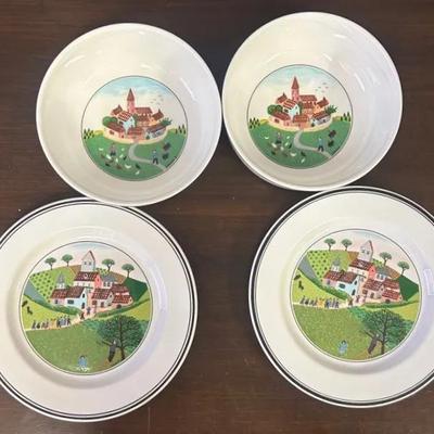 Villeroy & Boch Porcelain 2 Bowl & 2 Plate Set 