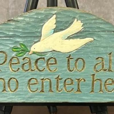 Wooden Painted “Peace To All Who Enter Here” 