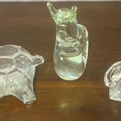 Collection Of Three Small Glass Animal Statues
