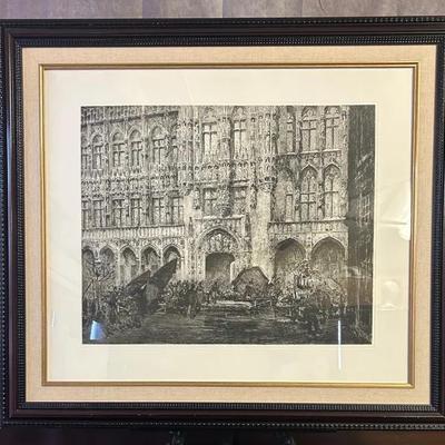 Framed Unsigned Large 36” Etching  
