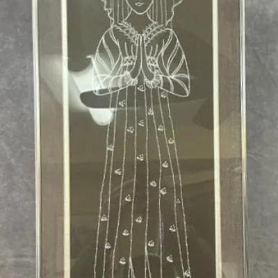Framed Elsa Williams Crewel “Medieval Lady”