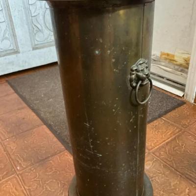 Brass Lion Head Umbrella Stand Or Vase