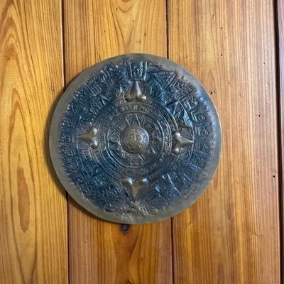 Copper Mayan Aztec Calendar Plaque