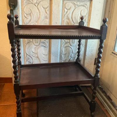 Early 1900s Oak Barley Twist Drinks Cart
