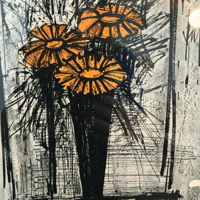 Flowers By Bernard Buffet Lithograph 1968