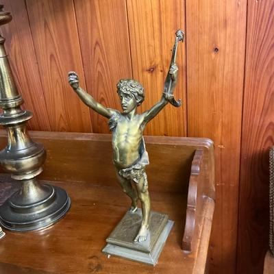 Antique Jules Isadore Lafrance Saint Jean-Baptiste Enfant Bronze Sculpture 