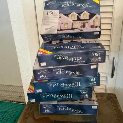 Icicle Style Light Set Clear NIB Lot Of 6