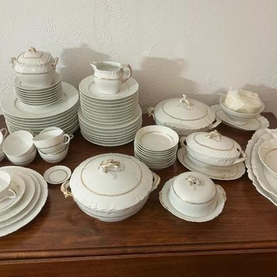 Havilland Limoges Gold Trim China Set Service For 10 Incomplete