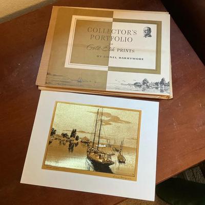 Collector’s Portfolio Of Gold-Etched Prints (4) By Lionel Barrymore 