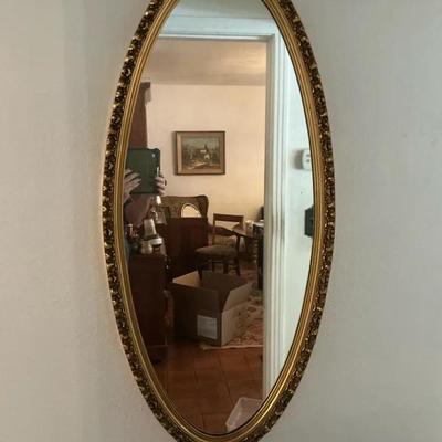 Gold Tone Oval Mirror