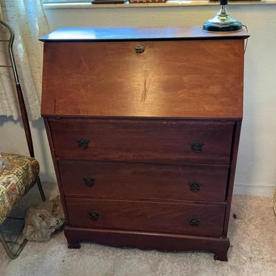 Wood Secretary Chest Of Drawers