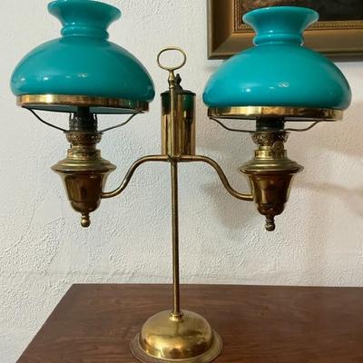 Antique Brass Double Arm Oil Lamp