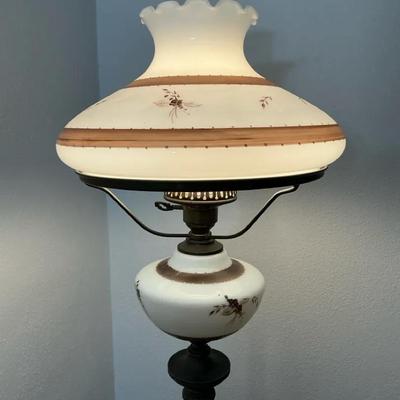 Floor Lamp Brass And Painted Milk Glass