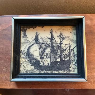 Etched Bone Pirate Ship 