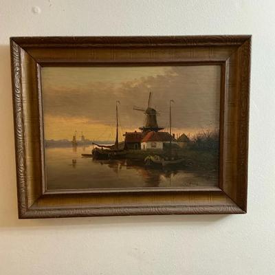 Moody Windmill Painting By J Sievens 