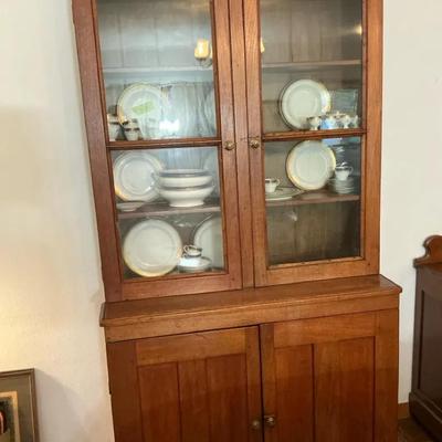 Antique Walnut Step Back Cupboard 