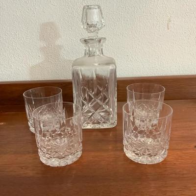 Crystal Decanter And Rocks Glasses