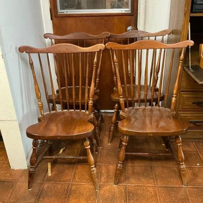 Cherry Wood Violin Spindle Dining Chairs