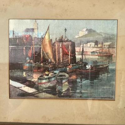 Boat Scene Metallic Foil Painting