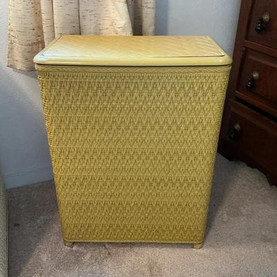 Vintage Harvey Mustard Wicker Hamper