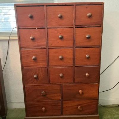 Apothecary Cabinet Mahogany 16-Drawer
