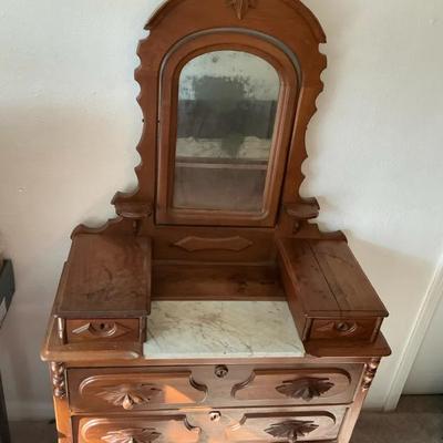 Victorian Wash Stand Vanity With Marble Top