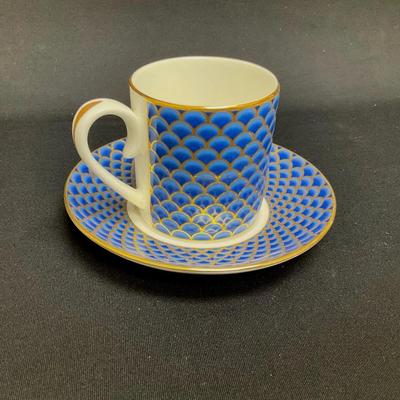 Fine China Coffee Cup and Saucer (Blue)