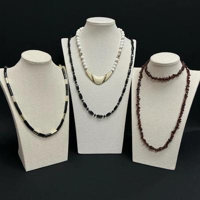 Neutral Beaded Statement Necklaces