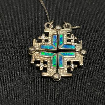 Sterling Silver Fire Opal Magnetic Pendant