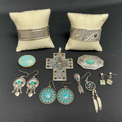 Southwestern Style Cuffs And Earrings 