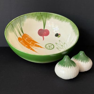 Los Angeles Potteries Serving Bowl and Salt & Pepper