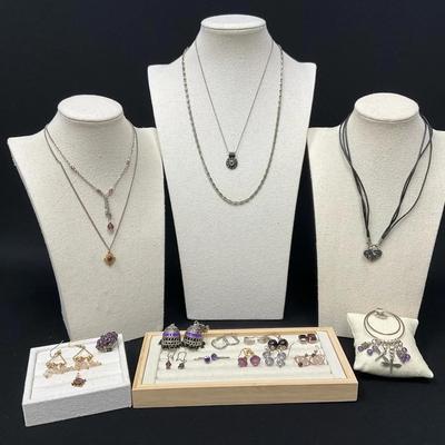 Various Vintage Necklaces, Earrings, Brooch And Pendant 