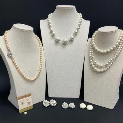 Pearl Like ￼Necklaces And Earrings