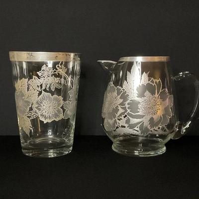 Rockwell Silver Co. Sterling Silver Overlay Glass Pitcher & Vase