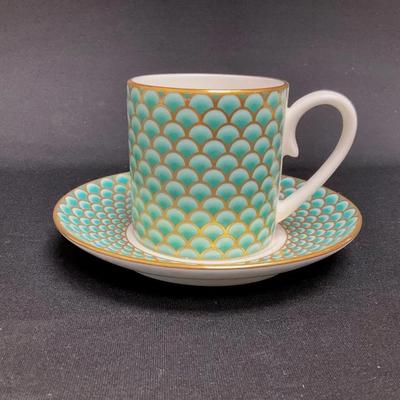 Fine China Coffee Cup And Saucer (pale Blue Green)