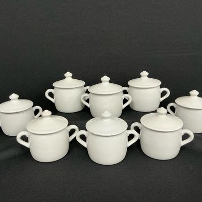 Eight Pillivuyt White Pots de Crème Custard Cups 