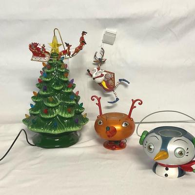 12” Lighted Tree with Rotating Sleigh & Reindeers