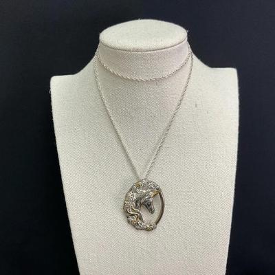 Gorham Sterling Silver Unicorn Pendant And Necklace 