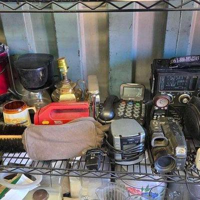 3522 • timex alarm clock, worldstar am:fm radio, vintage irons