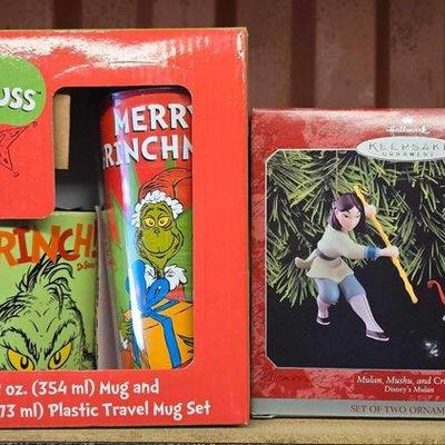 6032 • dr. seuss mug set & disney mulan ornaments