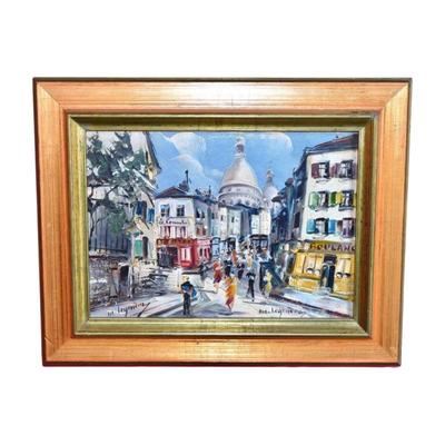 'Place Du Tertre' Painting On Board Signed Maurice Louis Legendre