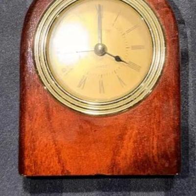 Vintage-Style Wooden Desk Clock • Quartz Movement • Compact Mantel/Office Clock 