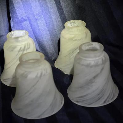 Set of 4 Frosted Swirl Glass Bell-Shaped Light Shades 