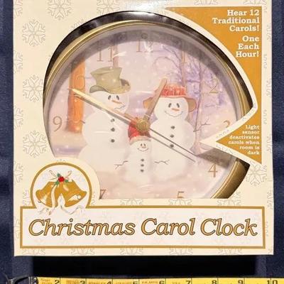 Christmas Carol Clock – Plays 12 Traditional Carols • Snowman Design • New in Box