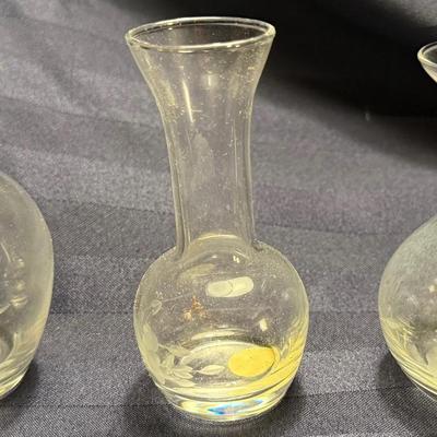 Princess House Handblown Glass Mini Vase Trio – Items 476, 477 & 478 – Etched Floral – Original Boxe