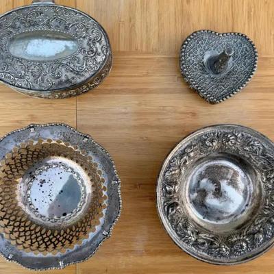 Lot of 4 Vintage Silver-Plated Decorative Bowls & Covered Trinket Box