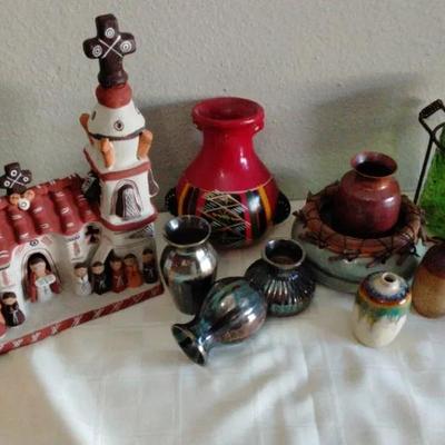 Peruvian Church Pottery with Various Small Vessels
