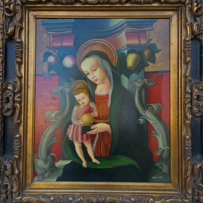Modern Flemish Style Reproduction Oil Painting Of Madonna and Child